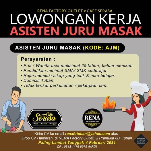 Lowongan Kerja Rena Factory Outlet X  Cafe Serasa