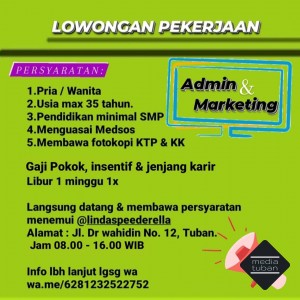 Lowongan Pekerjaan Admin dan Marketing
