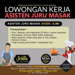 Lowongan Kerja Rena Factory Outlet X  Cafe Serasa